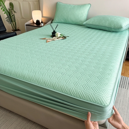 梵克保罗 2025新款凉感丝床笠凉席三件套--饼干系列 绿色