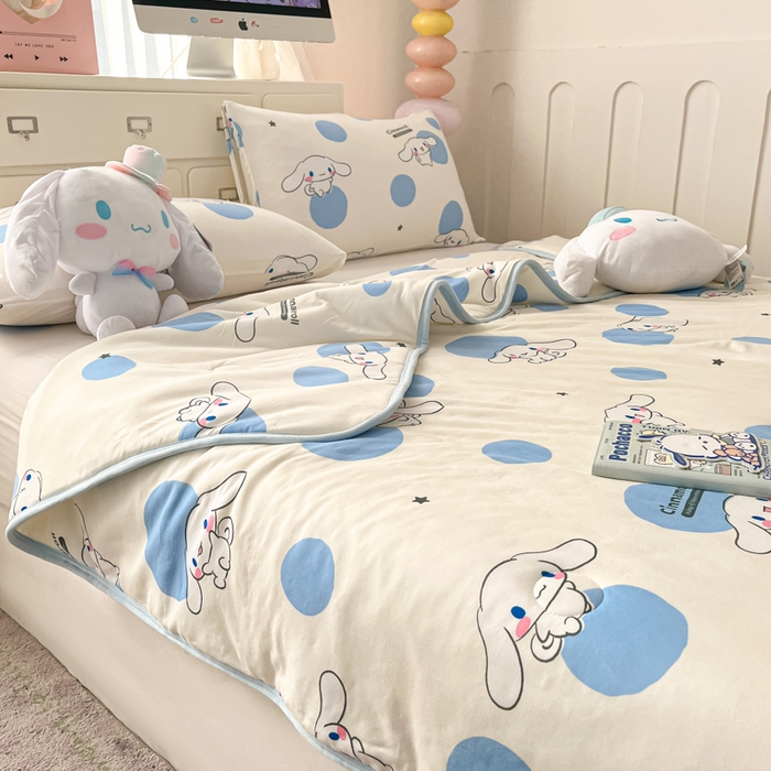 91家纺网 家纺一手货源 找家纺 暮思家居 2025新款正版授权三丽鸥A类牛奶针织棉夏被子被芯 针织棉-波点玉桂狗