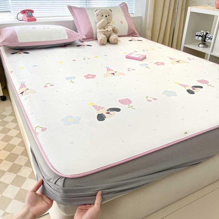 91家纺网 家纺一手货源 找家纺 鑫琪莱家纺 2025新款数码印花加密冰藤凉席三件套 床笠款-休闲时光