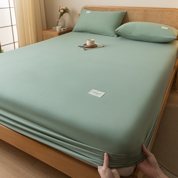 91家纺网 家纺一手货源 找家纺 梵克保罗 2025新款亲肤舒适全棉13372喷气床笠 果绿