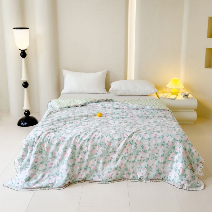 91家纺网 家纺一手货源 找家纺 眠多宝 2025新款亲肤舒适水洗棉花边夏被 知风