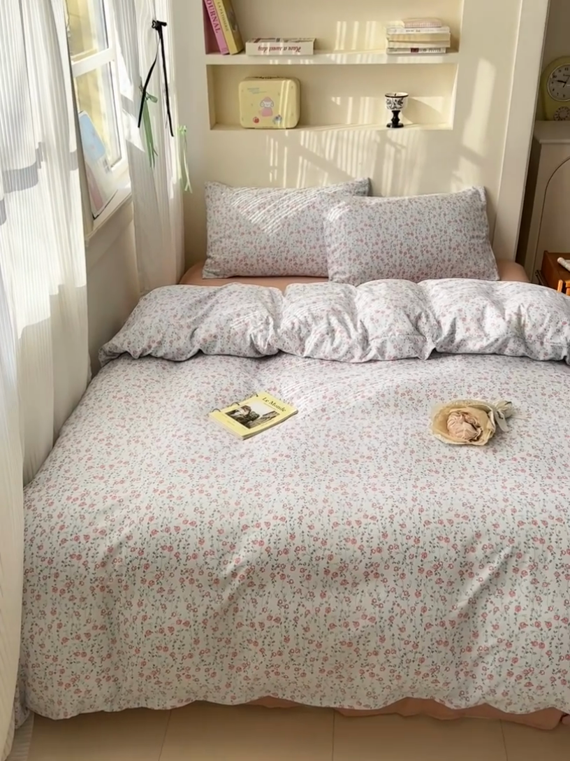 91家纺网 家纺一手货源 找家纺 冕悠家纺 2025新款热款A类高克重针织双层纱四件套系列 （提供买家秀） 馥郁玫瑰