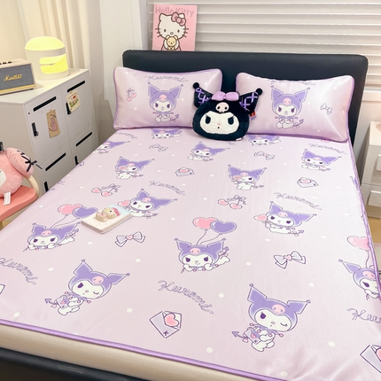 91家纺网 家纺一手货源 找家纺 （总）暮思家居 2025新款三丽鸥正版授权数码印花A类可机洗1200D冰丝凉席三件套平铺款系列