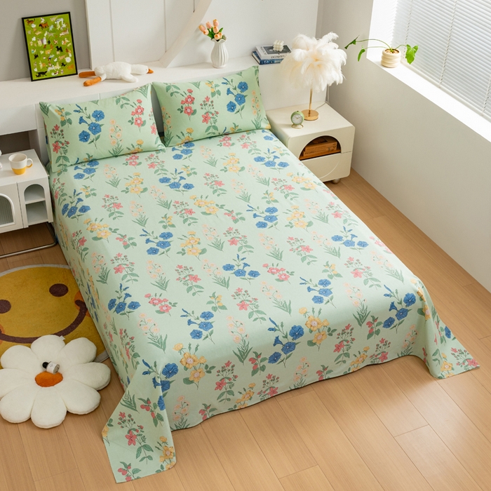 91家纺网 家纺一手货源 找家纺 2025新款老粗布床单老粗布凉席系列-凉席 诗意花坊