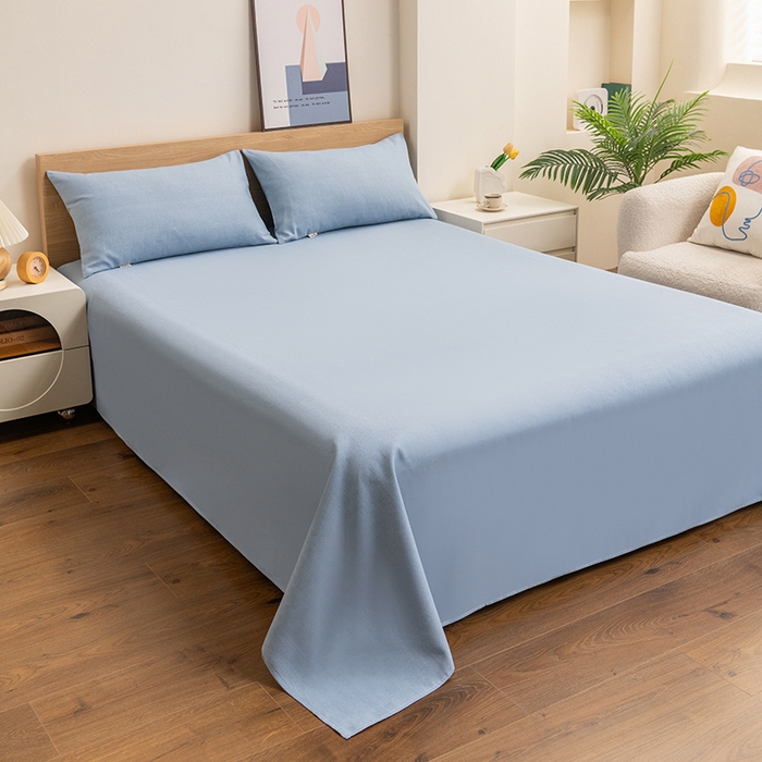 91家纺网 家纺一手货源 找家纺 2025新款老粗布床单老粗布凉席系列-凉席 浅蓝