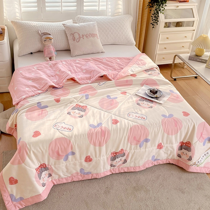 91家纺网 家纺一手货源 找家纺 （自己工厂 有网销大热款 网销帮推可合作优惠）2025新款全棉夏被空调被夏凉被纯棉夏季儿童棉花薄被子 白桃公主