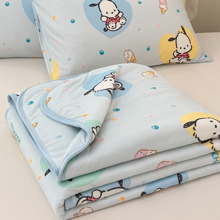 91家纺网 家纺一手货源 找家纺 暮思家居 2025新款正版授权三丽鸥A类牛奶针织棉夏被子被芯 针织棉-开心帕恰狗