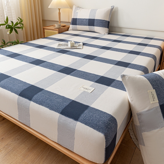 91家纺网 家纺一手货源 找家纺 梵克保罗 2025新款亲肤舒适全棉印花系列床笠 大格子