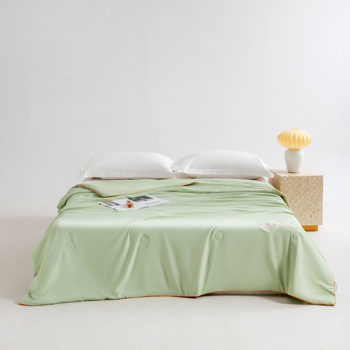 91家纺网 家纺一手货源 找家纺 眠多宝 2025新款奥地利兰精天丝刺绣夏被空调被 香绿