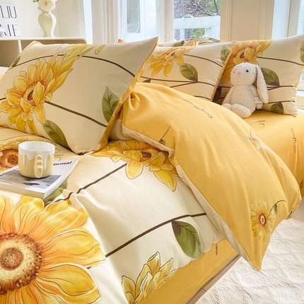 念家居 2025新款直播爆款三件套印花小清新13070全棉四件套 向阳花开