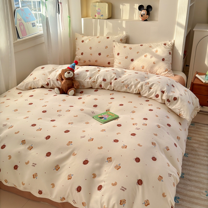 91家纺网 家纺一手货源 找家纺 冕悠家纺 2025新款热款A类高克重针织双层纱四件套系列 （提供买家秀） 圆饼奶酪