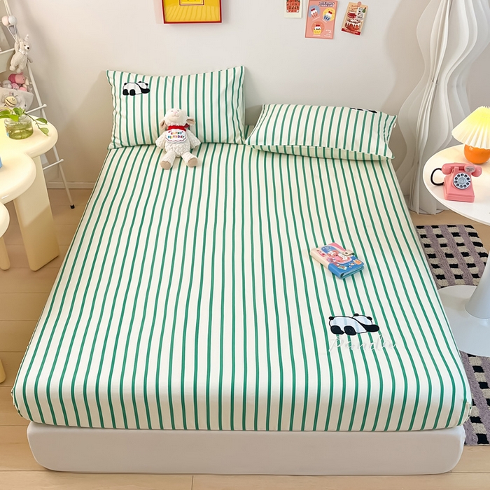 91家纺网 家纺一手货源 找家纺 雅居纺家纺 2025新款全棉老粗布床单床笠 老粗布-萌仔熊猫