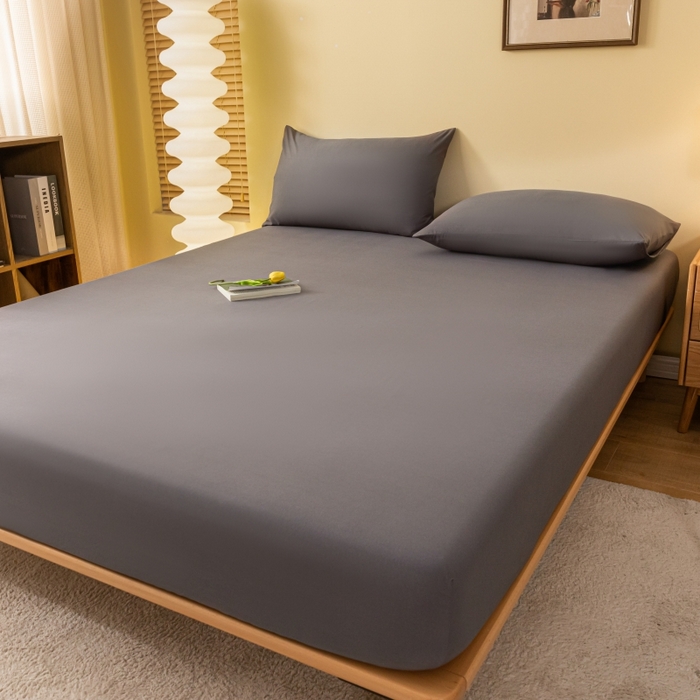 91家纺网 家纺一手货源 找家纺 梵克保罗 2025新款简约纯色亲肤磨毛床笠 深灰