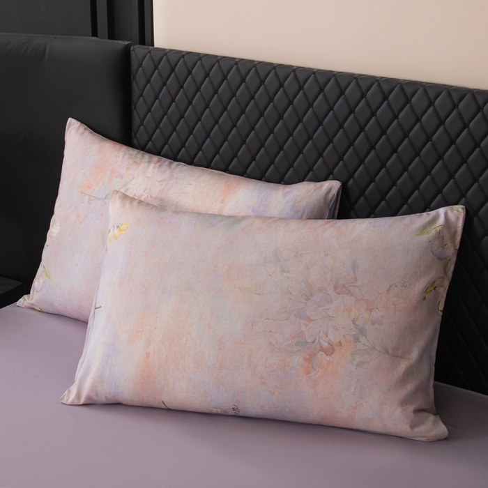 91家纺网 家纺一手货源 找家纺 氧家 2025新款60s贡缎长绒棉数码印花四件套（礼盒装） 玉茗