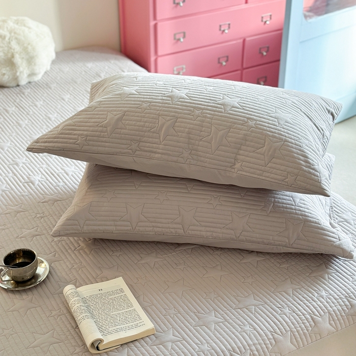 91家纺网 家纺一手货源 找家纺 漫调家纺 2025新款全棉星星床笠 繁星灰