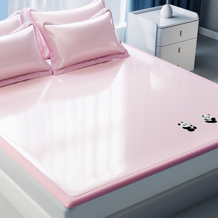 莱轩席业 2025新款凉感冰丝藤席-白熊日记 冰川粉-床笠