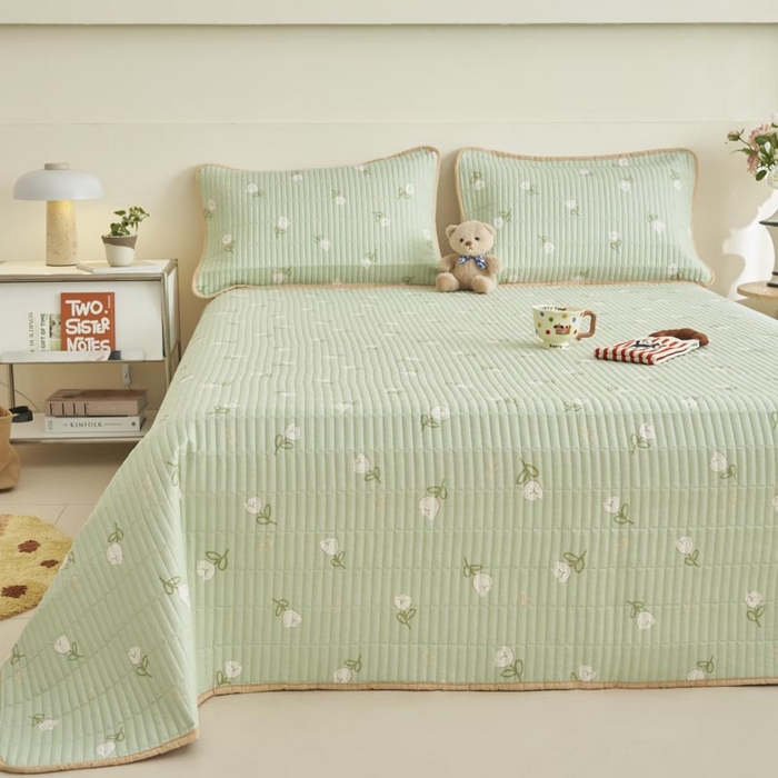 91家纺网 家纺一手货源 找家纺 子由家居 2025新款纯棉印花夹棉床盖 棉花被-新疆棉