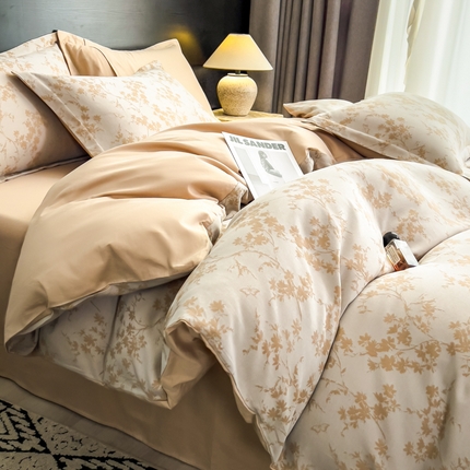 91家纺网 家纺一手货源 找家纺 倾慕家纺 2025新款60S提花全棉单品被套 爱玲说卡其