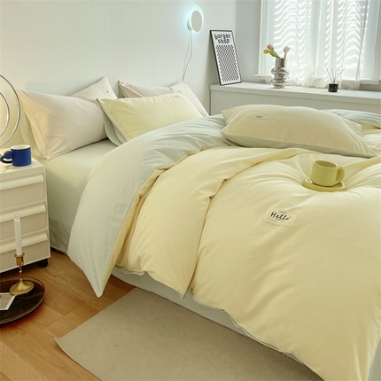 91家纺网 家纺一手货源 找家纺 （总）798家纺 2025新款全棉13070纯色双拼系列单被套场景二