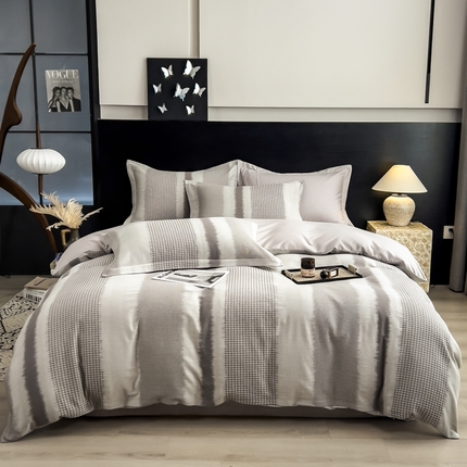 倾慕家纺 2025新款60S提花全棉单品被套 波格灰
