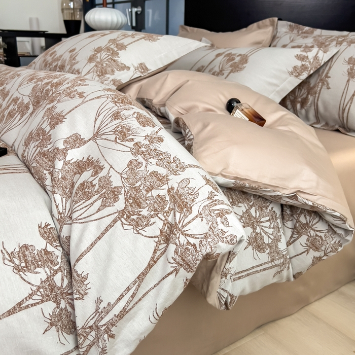 91家纺网 家纺一手货源 找家纺 倾慕家纺 2025新款60S提花全棉四件套 椿屿咖