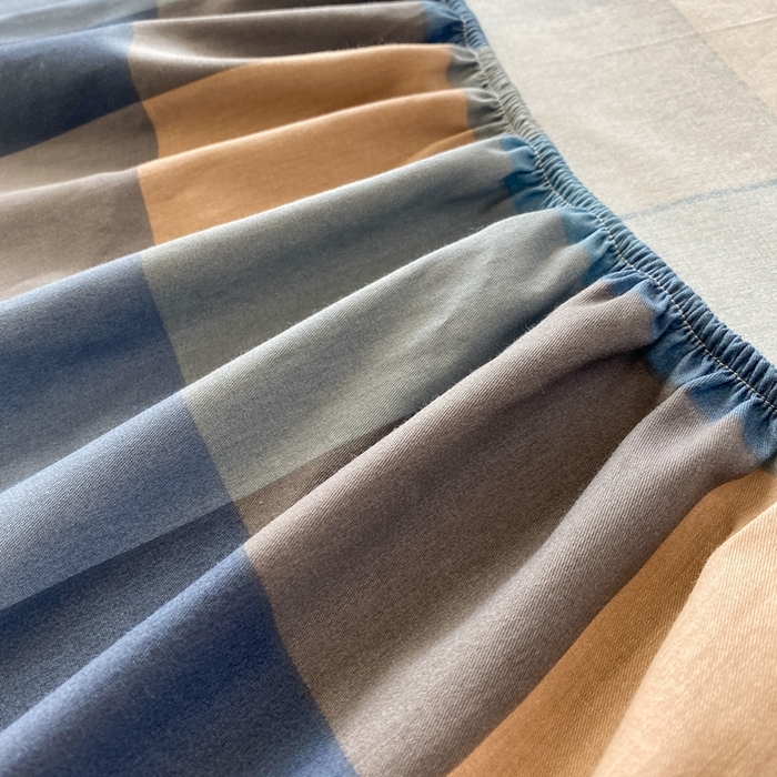 91家纺网 家纺一手货源 找家纺 凌云2025新款13372A类全棉床笠    灰蓝格