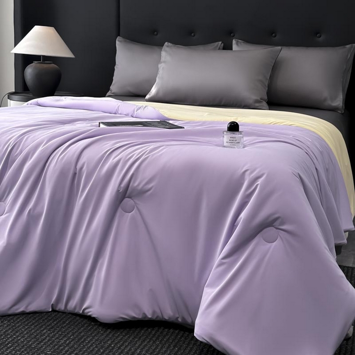 91家纺网 家纺一手货源 找家纺 子由家居 2025新款锦纶凉感大豆纤维夏被被子被芯 即刻凉感-紫色