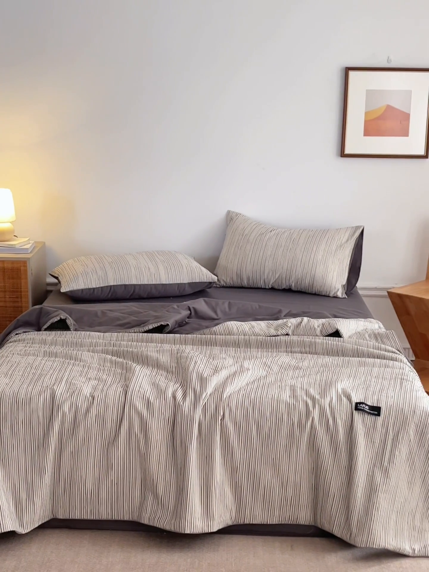 91家纺网 家纺一手货源 找家纺 2025新款原创侘寂系列全棉夏被-夏被四件套 茉系灰白