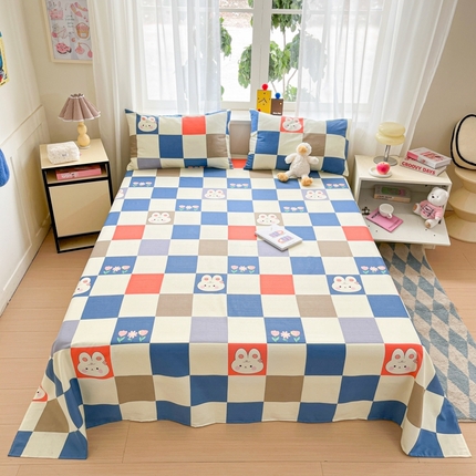 莱通2025新款原棉老粗布床单 梦格兔兔