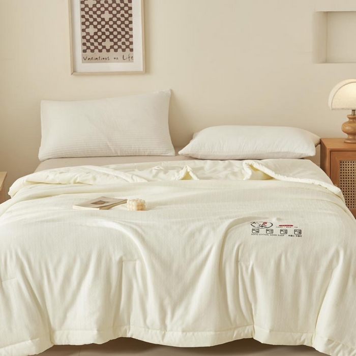 91家纺网 家纺一手货源 找家纺 （总）子由家居 2025新款水洗棉原棉提花大豆夏被被子被芯