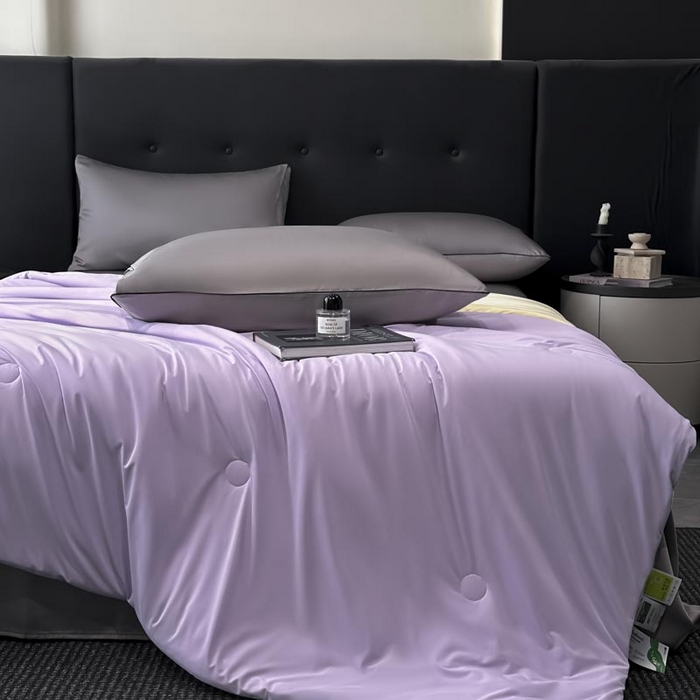 91家纺网 家纺一手货源 找家纺 子由家居 2025新款锦纶凉感大豆纤维夏被被子被芯 即刻凉感-紫色