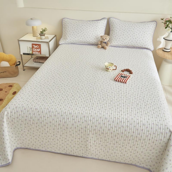 91家纺网 家纺一手货源 找家纺 子由家居 2025新款纯棉印花夹棉床盖 棉花被-花夕