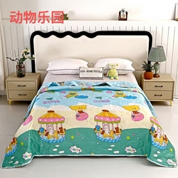 91家纺网 家纺一手货源 找家纺 富之纹家纺 2025新款钻石绒亲肤棉超声波夏被夏凉被空调被压花礼品直播引流爆款  动物乐园,动物乐园