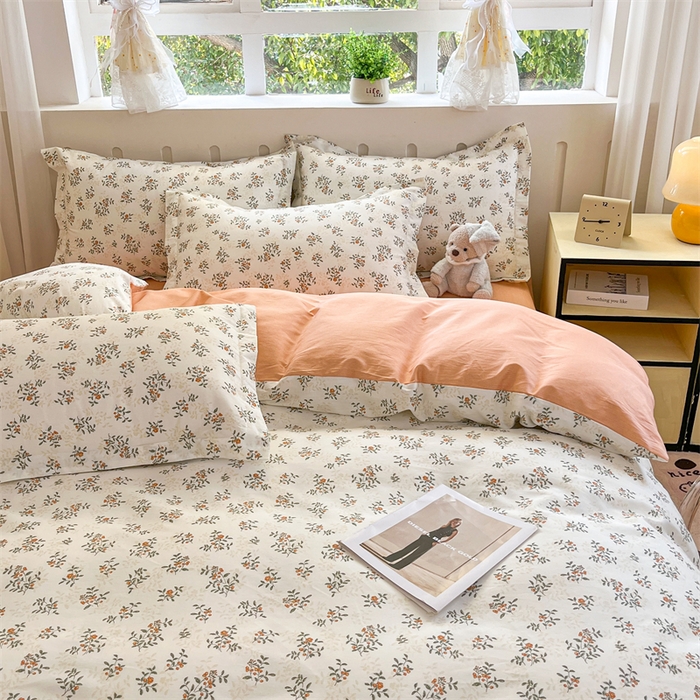 91家纺网 家纺一手货源 找家纺 大吉 2025新款100全棉纯棉喷气小清新被套四件套纯棉三件套床笠四件套单被套单枕套 初夏