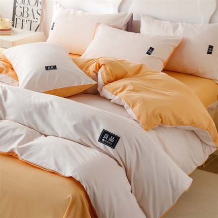 91家纺网 家纺一手货源 找家纺 （总）798家纺 2025新款全棉双拼纯色良品四件套