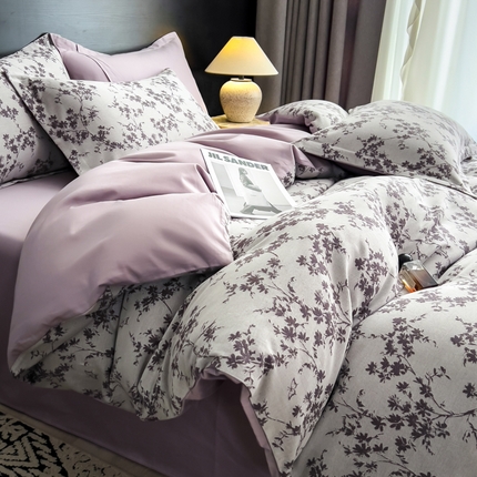 91家纺网 家纺一手货源 找家纺 倾慕家纺 2025新款60S提花全棉单品被套 爱玲说紫