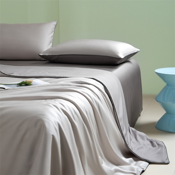 91家纺网 家纺一手货源 找家纺 笙意家纺 2025新款凉感水洗真丝麻绳双拼夏凉被-华尔兹系列 华尔兹-山灰+中灰