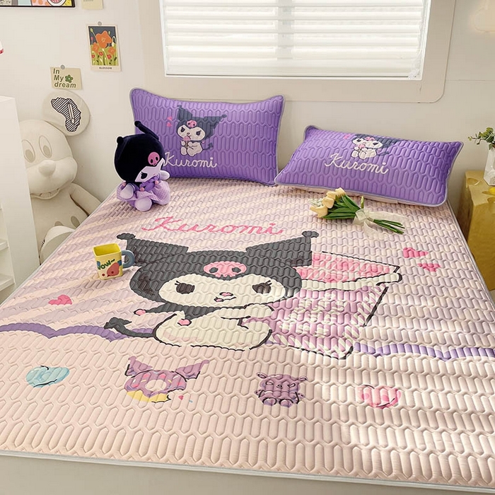 91家纺网 家纺一手货源 找家纺 米帛家纺2025新款大版三丽鸥乳胶凉席-绑带款 巧克力库洛米