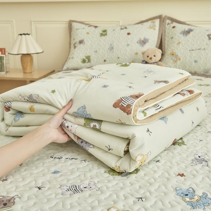 91家纺网 家纺一手货源 找家纺 子由家居 2025新款凉感丝豆豆夏被四件套 凉感豆豆被-旺财