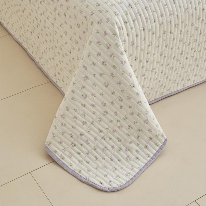 91家纺网 家纺一手货源 找家纺 子由家居 2025新款纯棉印花夹棉床盖 棉花被-花夕