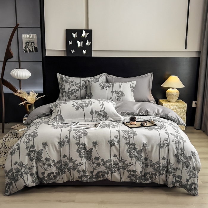 91家纺网 家纺一手货源 找家纺 倾慕家纺 2025新款60S提花全棉四件套 椿屿蓝