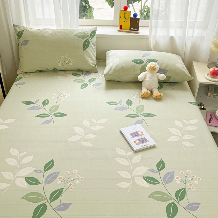 91家纺网 家纺一手货源 找家纺 莱通2025新款原棉老粗布床单 叶恋风韵