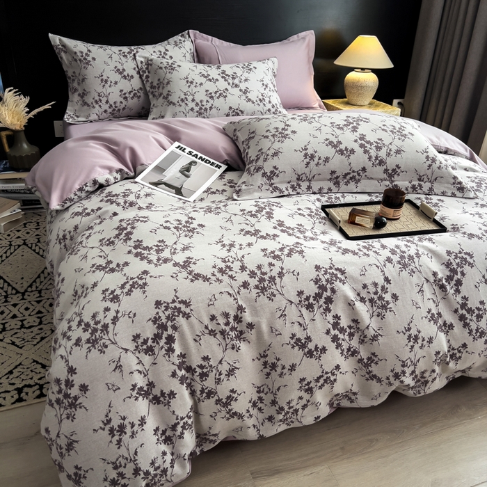 91家纺网 家纺一手货源 找家纺 倾慕家纺 2025新款60S提花全棉四件套 爱玲说紫