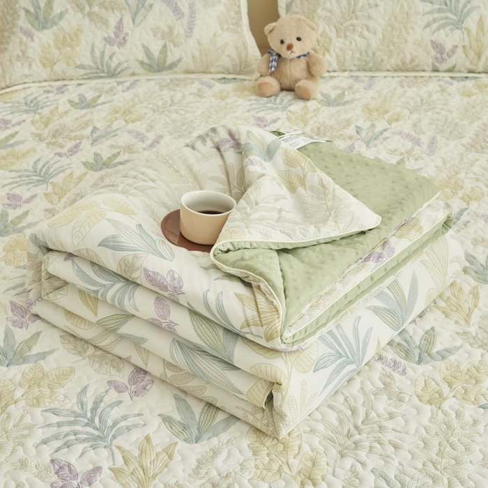 91家纺网 家纺一手货源 找家纺 子由家居 2025新款凉感丝豆豆夏被四件套 凉感豆豆被-连枝