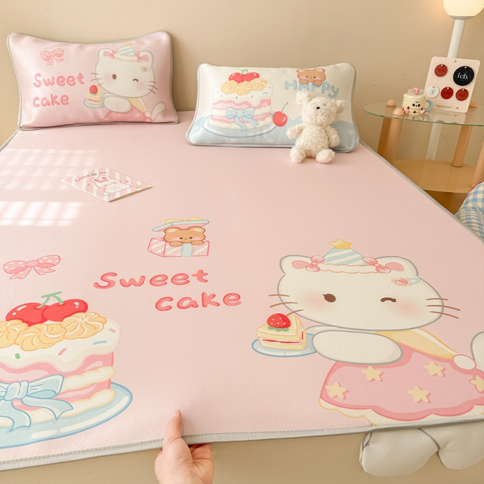 91家纺网 家纺一手货源 找家纺 慕尚家纺 2025新款凉感卡通工艺席 Kitty 猫