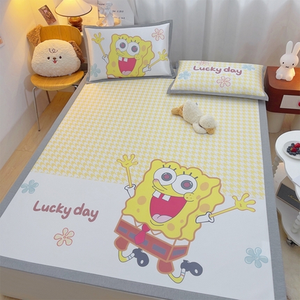 91家纺网 家纺一手货源 找家纺 （总）2025卡通印花冰丝席三件套奥特曼儿童凉席空调软席子单双人可折叠水洗