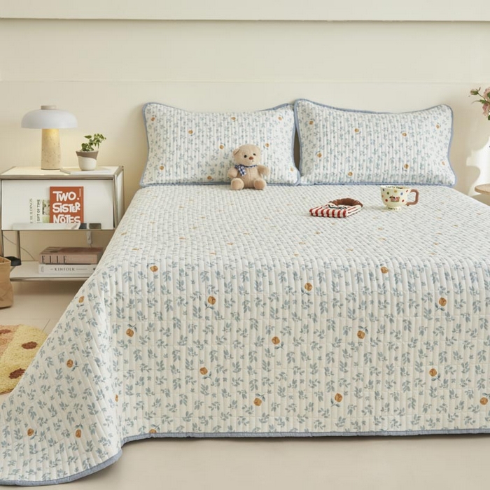 91家纺网 家纺一手货源 找家纺 子由家居 2025新款纯棉印花夹棉床盖 棉花被-花千朵