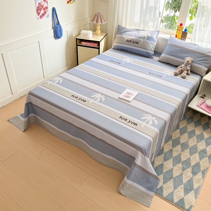 91家纺网 家纺一手货源 找家纺 莱通2025新款原棉老粗布床单 洛曼迪