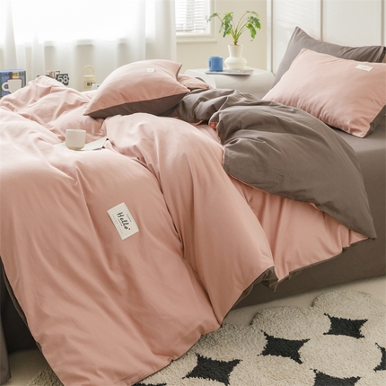 91家纺网 家纺一手货源 找家纺 （总）798家纺 2025新款全棉13070纯色双拼系列单被套场景一