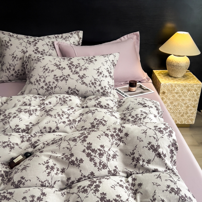 91家纺网 家纺一手货源 找家纺 倾慕家纺 2025新款60S提花全棉四件套 爱玲说紫